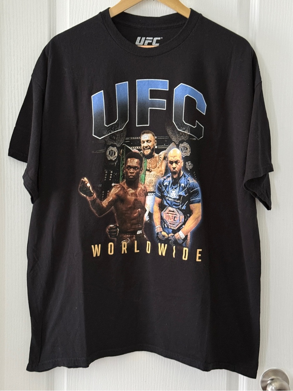 UFC Worldwide Men's Graphic T-Shirt McGregor Adesanya Poirier Black Tee Size XXL